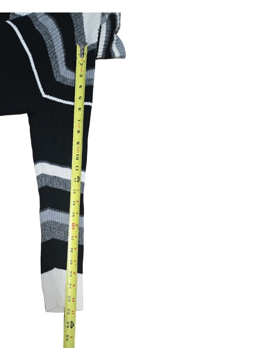 Liz Claiborne Black, Gray & White Striped Turtleneck Sweater Knit Layering - Picture 5 of 10
